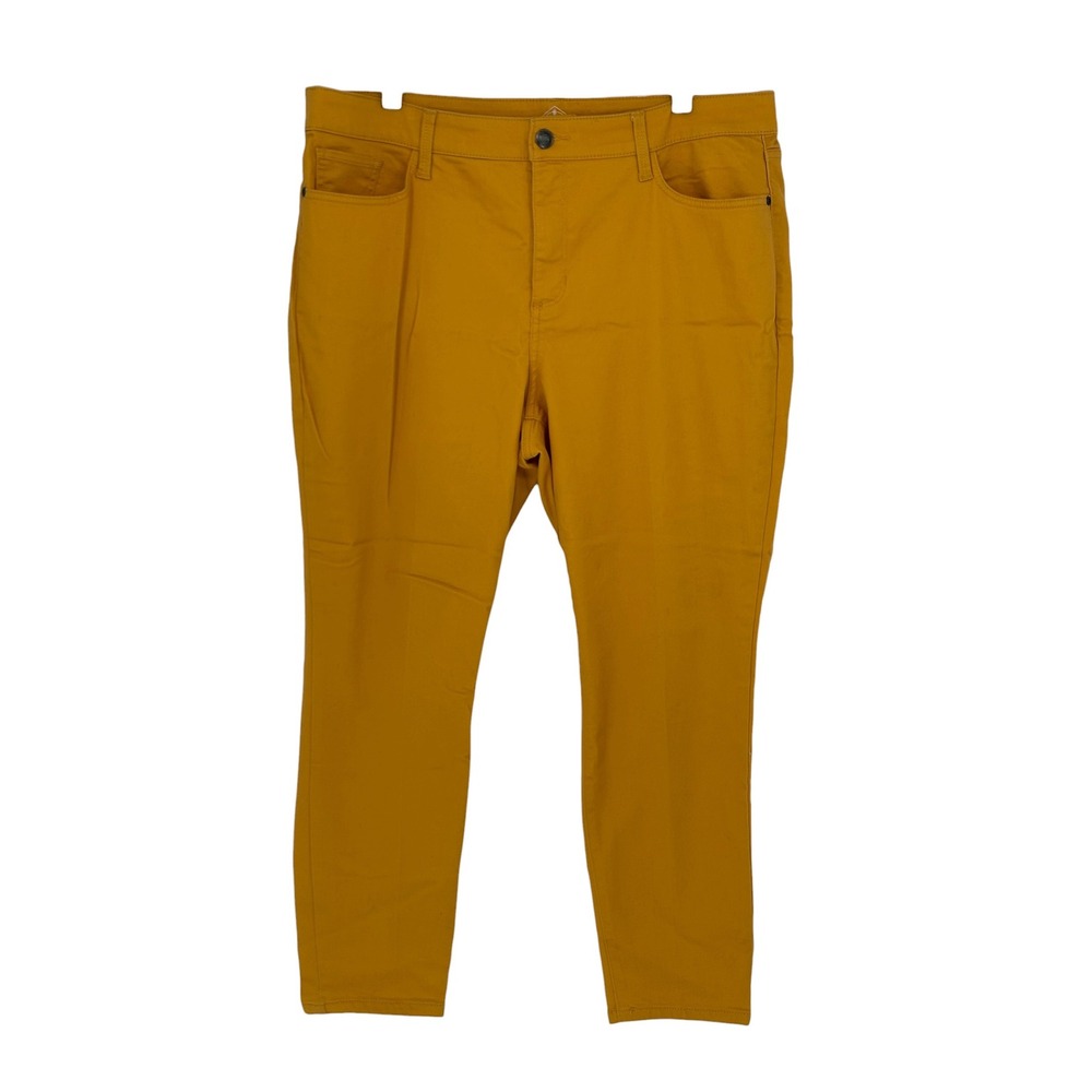 St John's Bay Skinny Leg Pants Mustard Yellow‎ Stretch Mid Rise Size 18